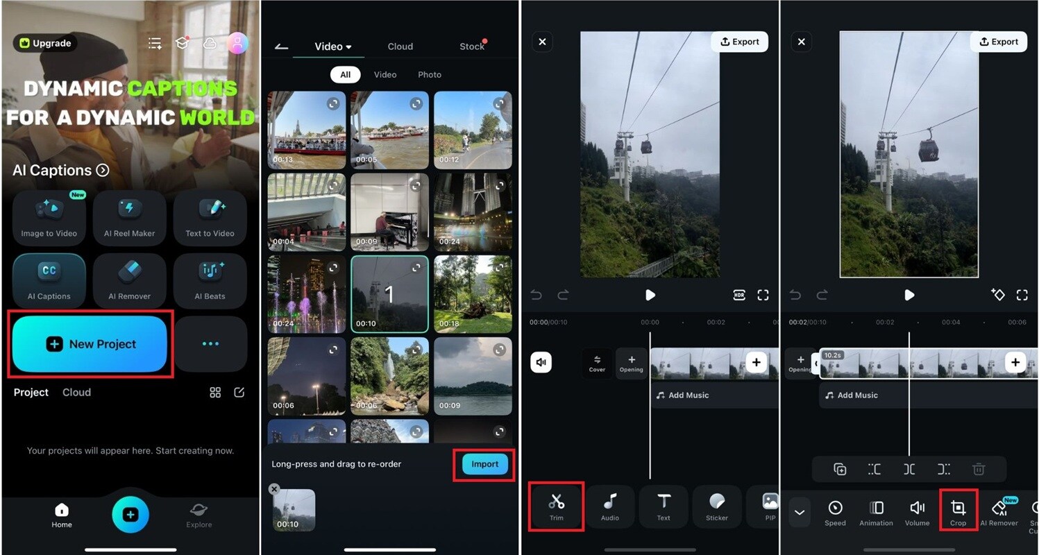 cropping video using filmora mobile