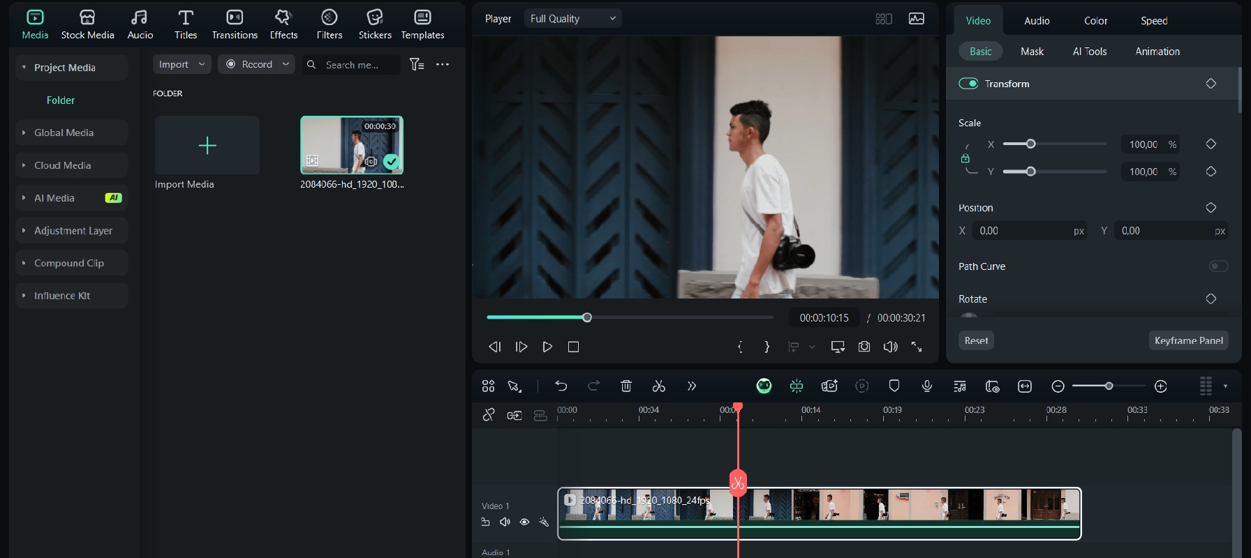 drag the clip to the timeline