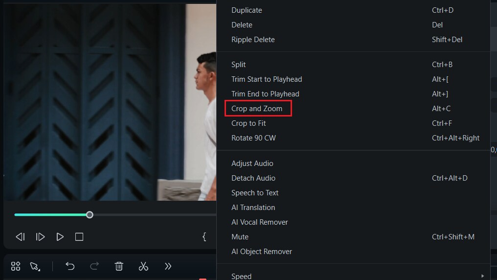 select the crop and zoom option
