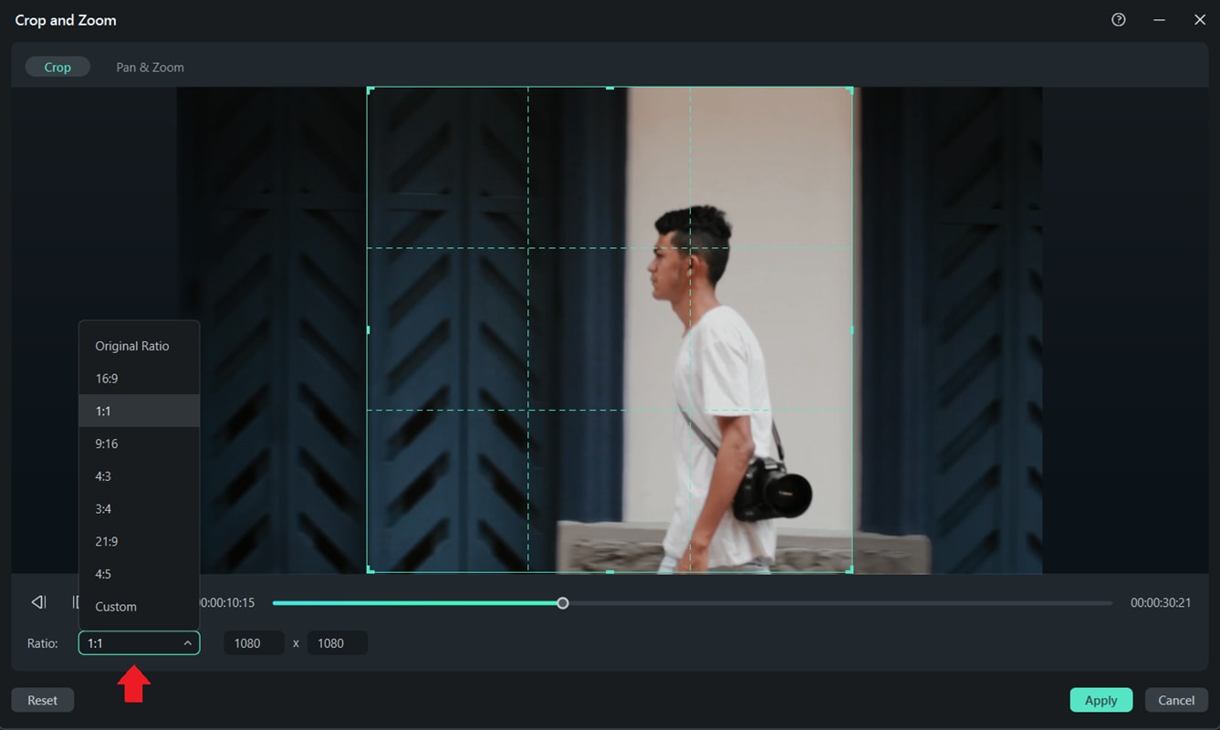 select the aspect ratio