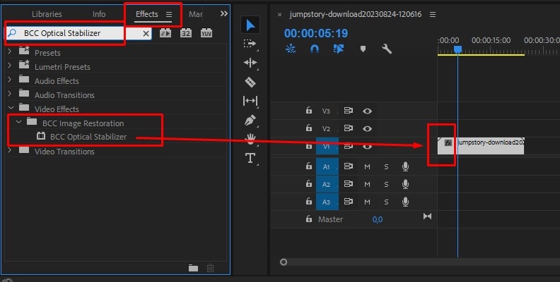 добавить эффект bcc optical stabilizer