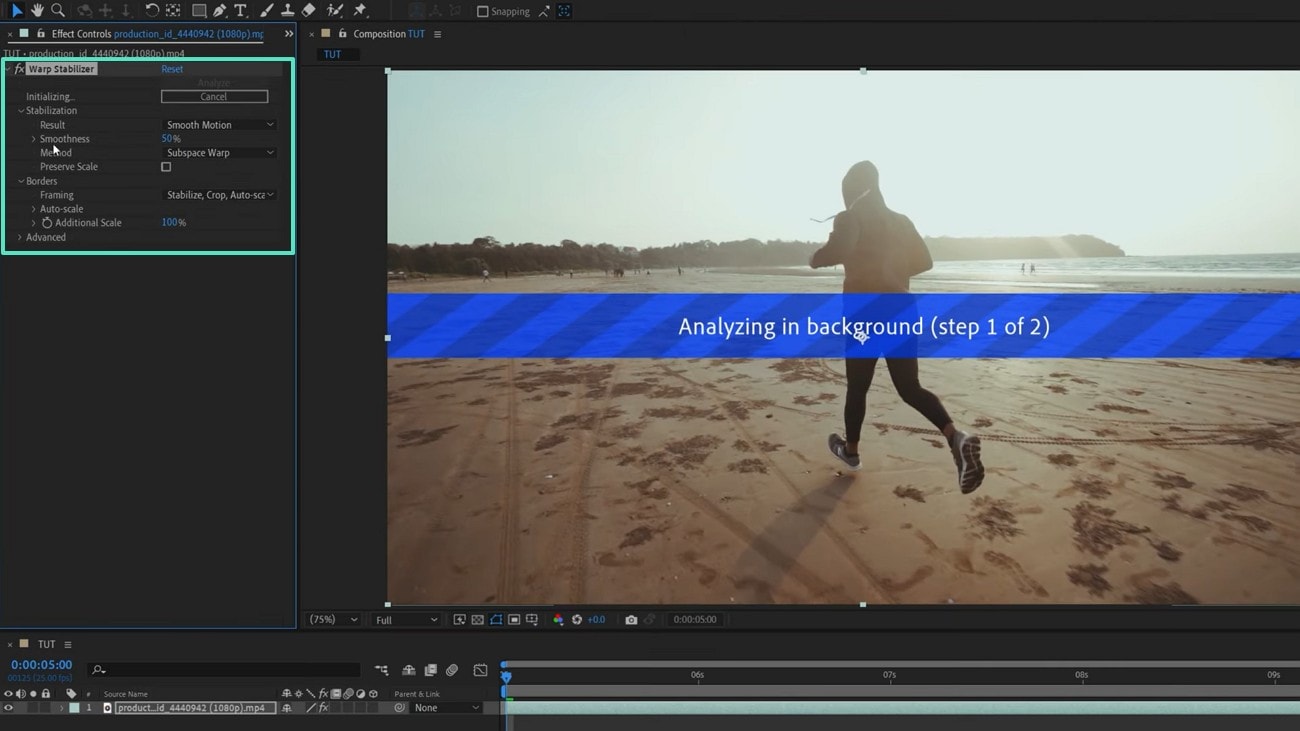 apply warp stabilization customization