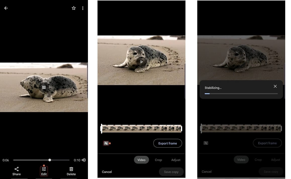 stabilize video with google photos