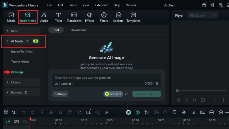 go to filmora ai image tool