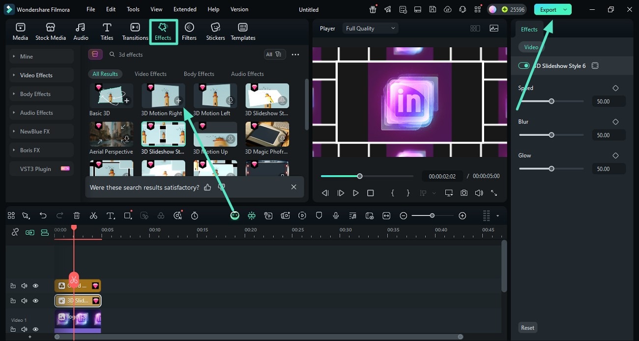 add 3d effect and export
