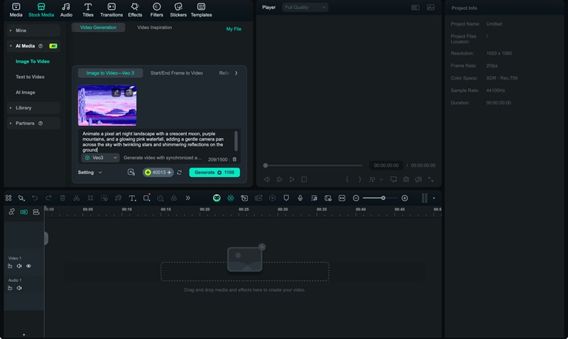 create ai image to video prompt filmora
