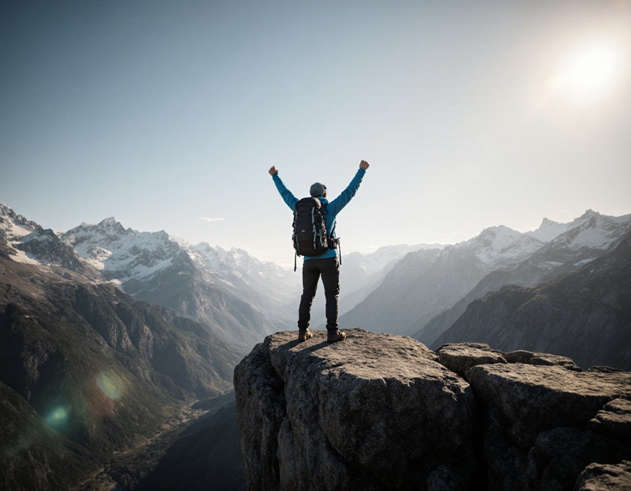 hiker on cliff pose