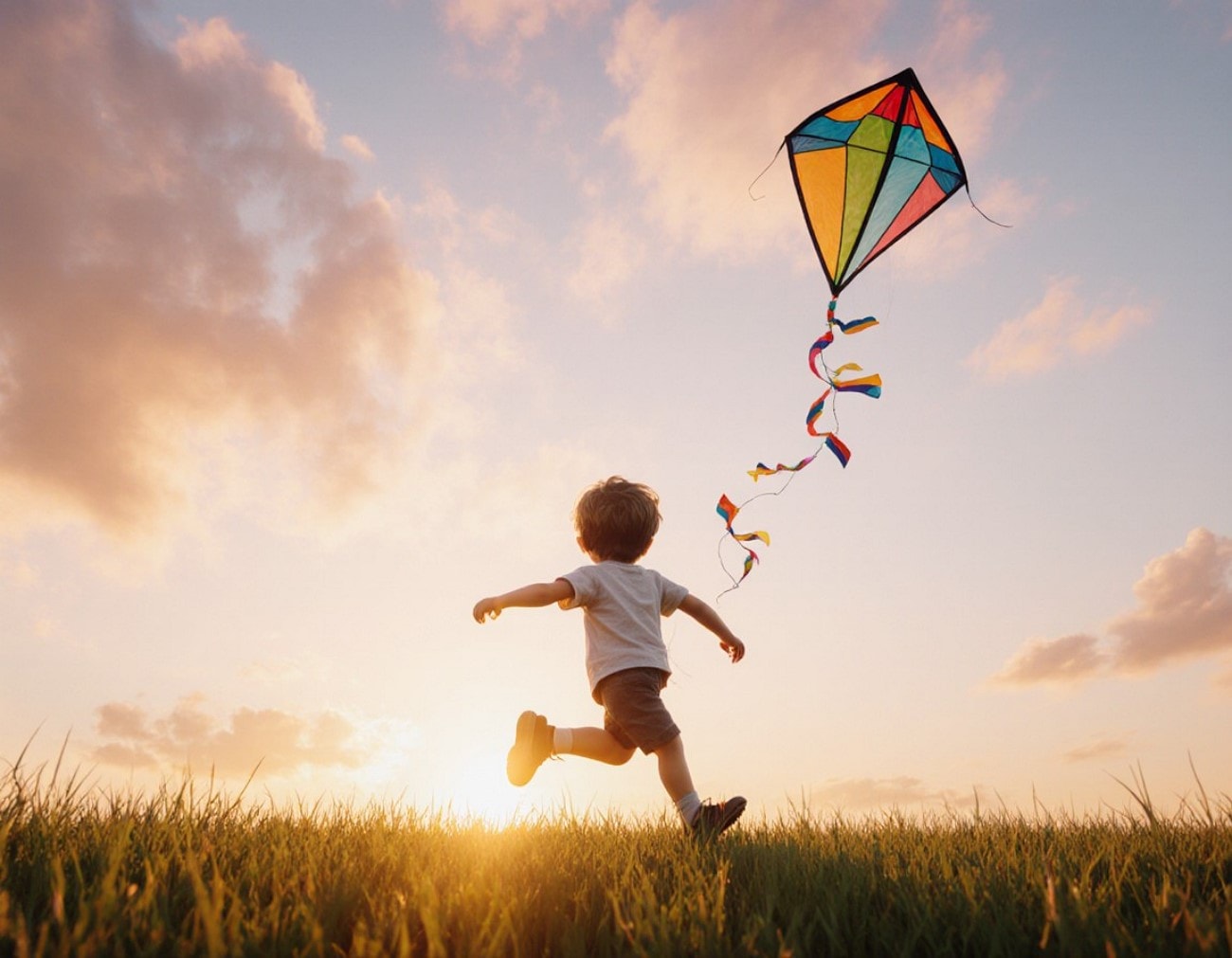 kid flying kite pose
