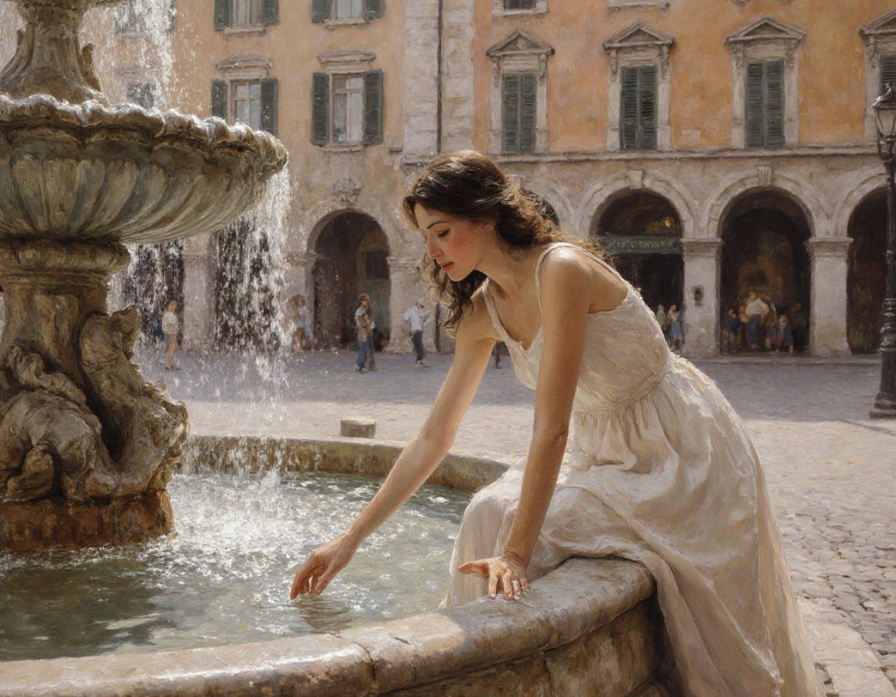 girl in fountain pose