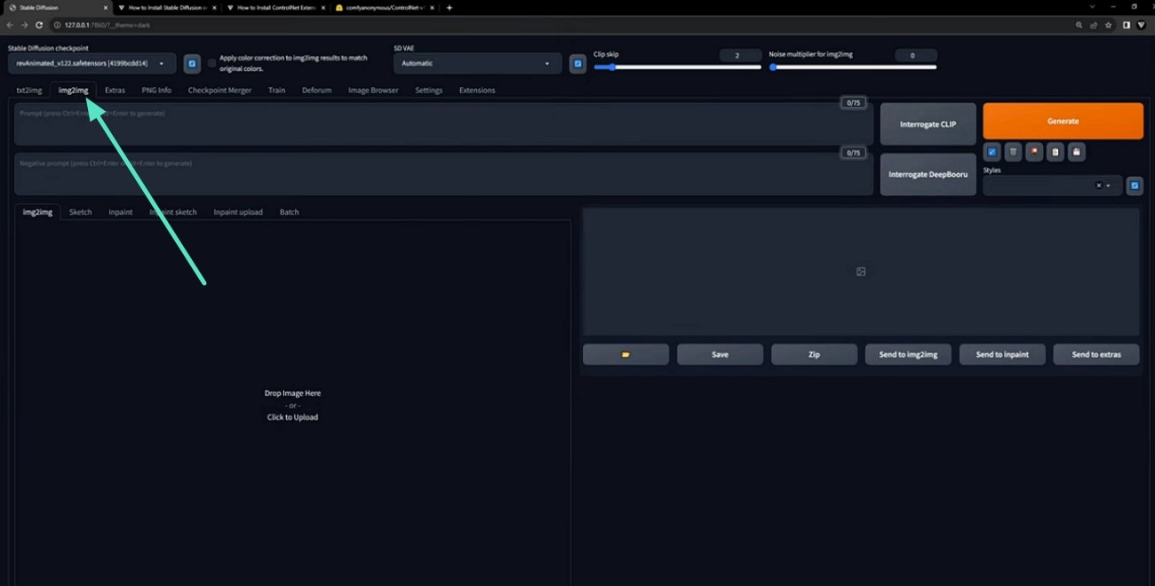 configure txt2img settings