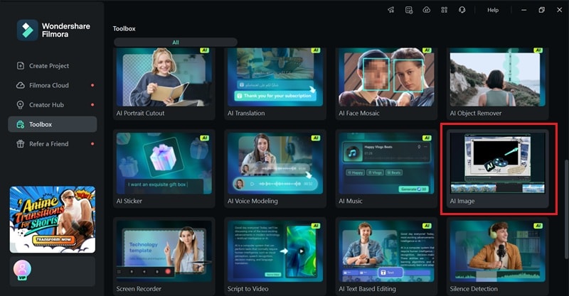 access ai image in filmora