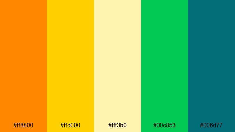 stadium halftime hype orange green yellow color palette with hex codes