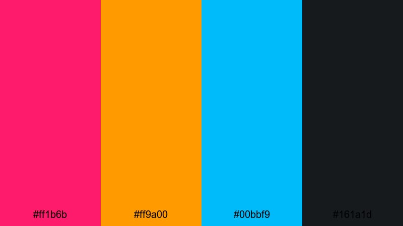 stadium lights hype deep pink color palette with hex codes