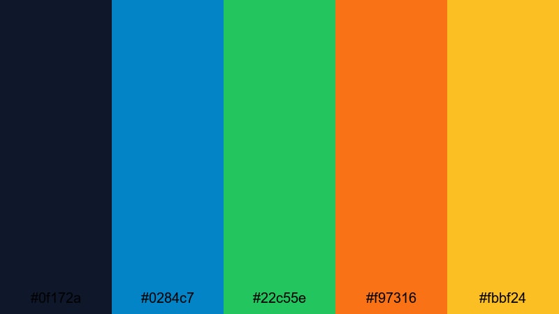 stadium lights hype green blue orange color palette with hex codes