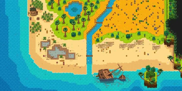 La nouvelle ferme de l'île Gingembre de stardew Valley