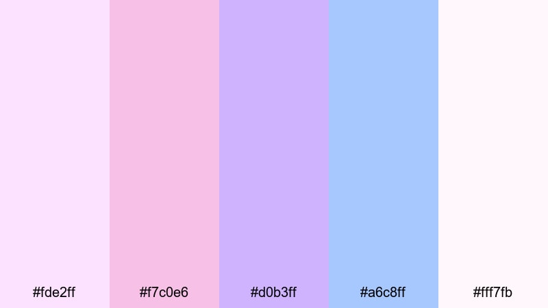 starlit blush reverie dreamy color palette with hex codes