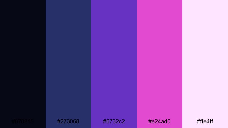 starlit gala soiree blue magenta color palette with hex codes