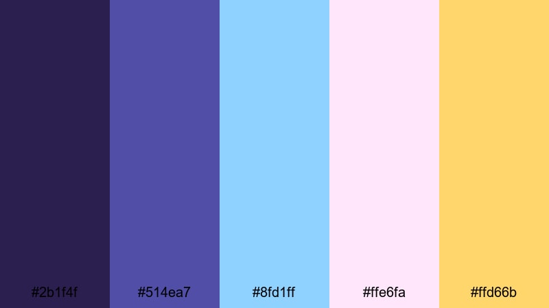 starlit kingdom skies fantasy color palette with hex codes