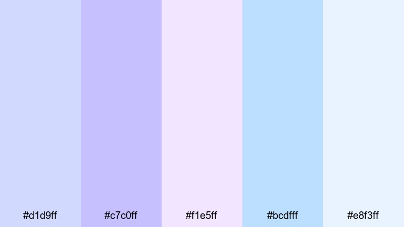 starlit pastel dreamscape pastel blue purple color palette with hex codes