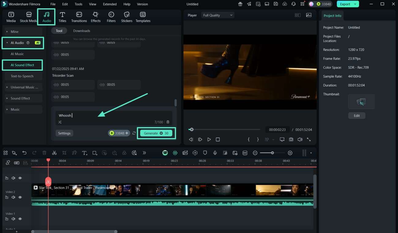 add sound effect prompt generate ai