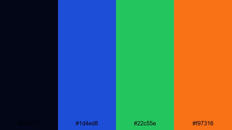 startup launch gradient green blue orange color palette with hex codes