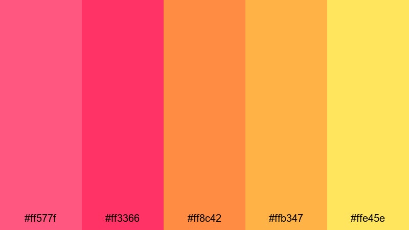 startup launch spark pink red orange color palette with hex codes
