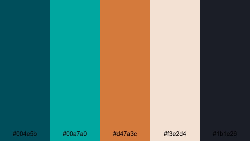startup studio edge teal copper color palette with hex codes
