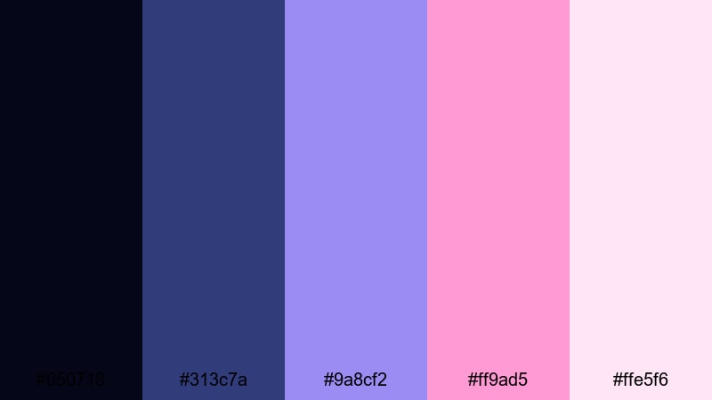 stellar candy cloud galaxy color palette with hex codes