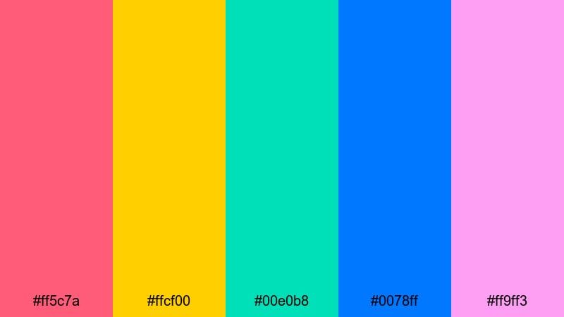 sticker bomb pop retro 90s color palette with hex codes