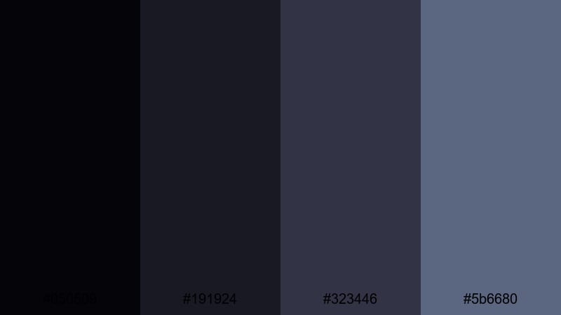 storm noir fade gradient color palette with hex codes