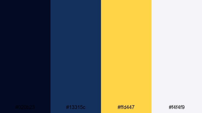 storm pier spotlight yellow dark blue color palette with hex codes