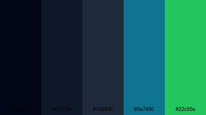 stormbound lagoon black green blue color palette with hex codes