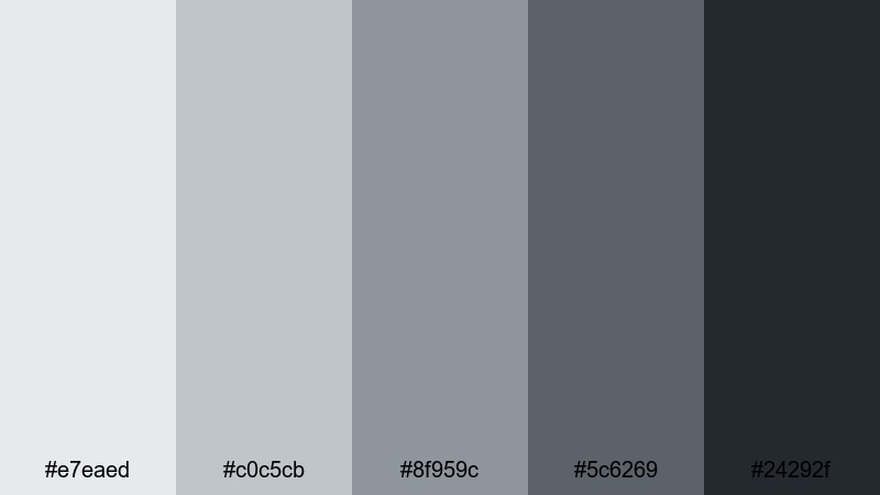 stormcloud transitions ash grey color palette with hex codes