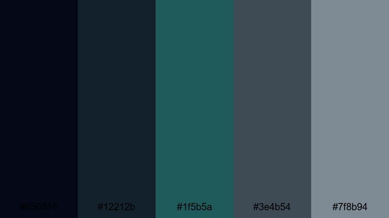 stormfront teal noir blue green gray color palette with hex codes