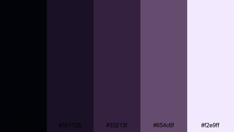 stormlit cinema noir black purple color palette with hex codes