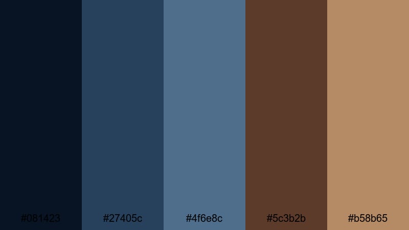 stormlit city streets blue dark brown color palette with hex codes