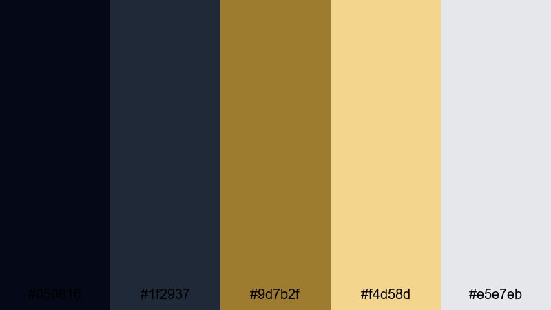 stormlit gilded nights black gold color palette with hex codes