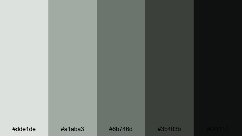 stormy galleon grade gray green color palette with hex codes