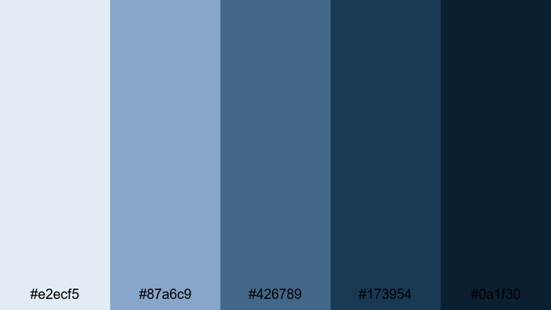 stormy harbor blues coastal color palette with hex codes