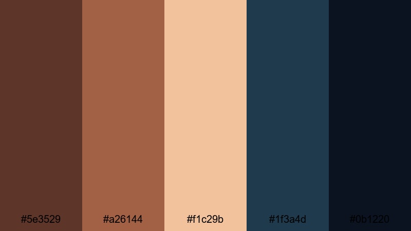 stormy harbor chestnut chestnut color palette with hex codes