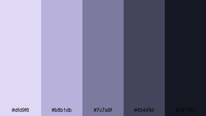 stormy lilac horizon pale lavender color palette with hex codes