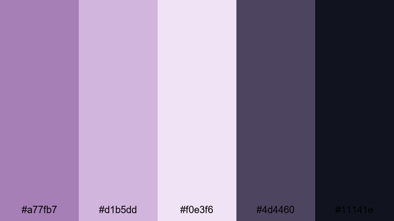 stormy mauve horizon purple mauve color palette with hex codes