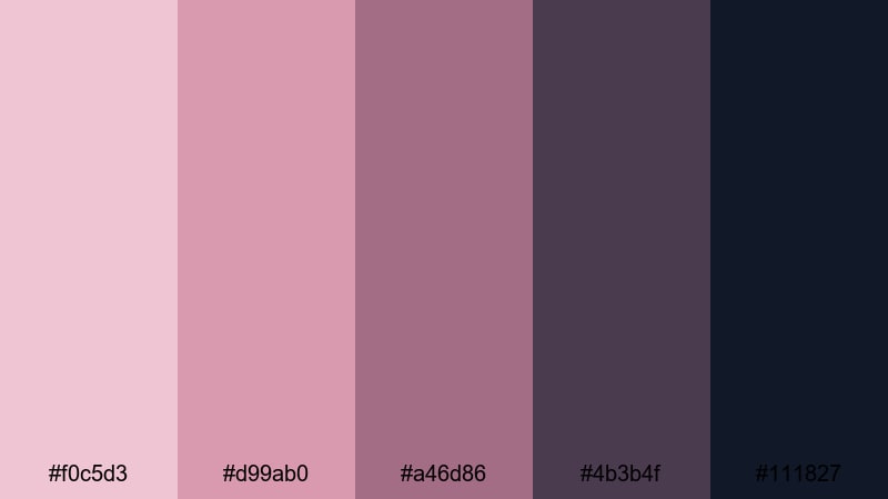 stormy mauve skyline blush pink color palette with hex codes