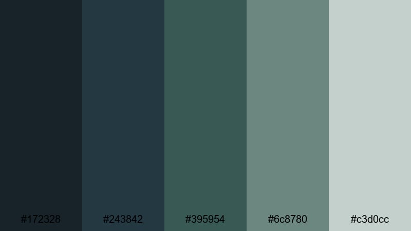 stormy pine overlook woodland color palette with hex codes