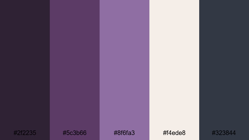 stormy plum horizon eggplant color palette with hex codes
