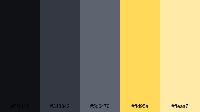 stormy screen overlay yellow gray color palette with hex codes