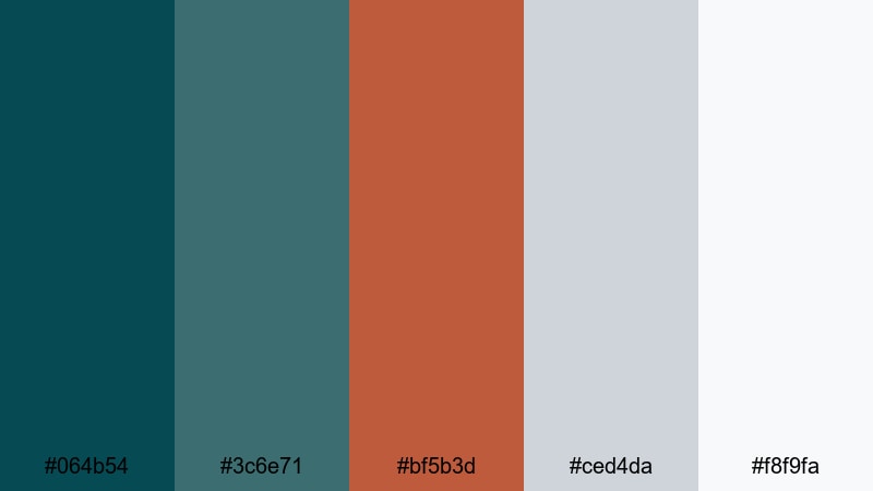 stormy ship sequence teal rust color palette with hex codes