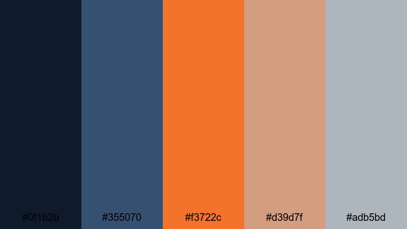 stormy shipyard fade blue rust color palette with hex codes