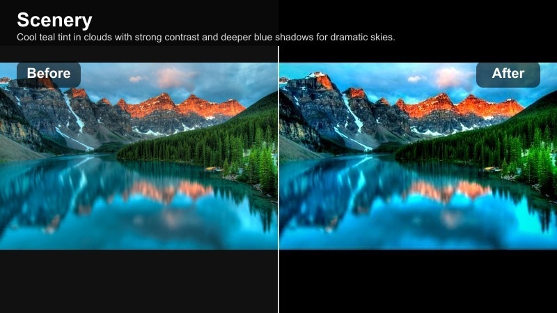 Dark teal storm clouds over a coastline