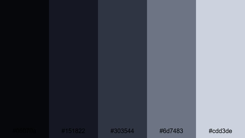stormy window light black gray color palette with hex codes